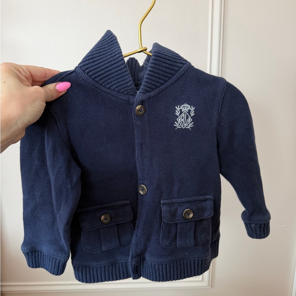 vintage ralph lauren baby pima cotton knit cardigan sweater